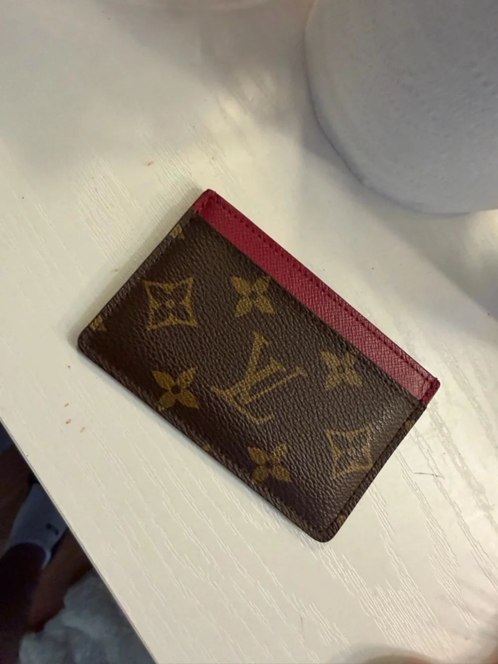 Monogram Card Holder with Burgundy Trim - Picture 2 of 6